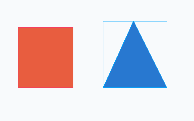AnnoLabel's synthetic example showing a rectangle and a triangle with annotation outlines.